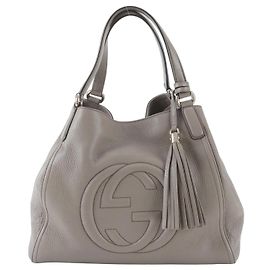 Gucci Soho Tragetasche aus grauem Leder Braun