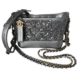 Sac à main Chanel Gabrielle Sequins Argent Argenté Bijouterie argentée