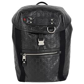 Gucci Men's Black Leather Backpack Black