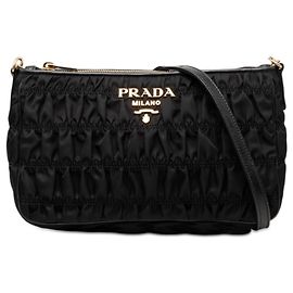 Borsa a Spalla Prada Chain Gathered Nero