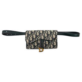 Bolsa de cintura Trotter Saddle Christian Dior Bege Azul marinho