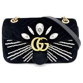 Bolsa de ombro Gucci GG Marmont acolchoada com corrente Small Preto