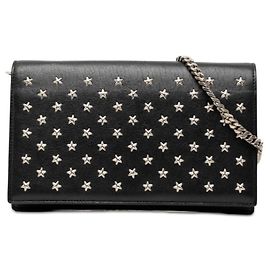 Saint Laurent Star Studded Chain Shoulder Bag Wallet Black