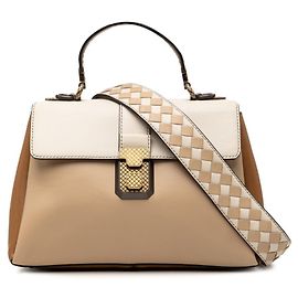 Sac à main Small Piazza Bottega Veneta Marron Blanc