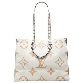 Bolsa Tote Louis Vuitton Monogram Giant OnTheGo GM Branco Bege Verde