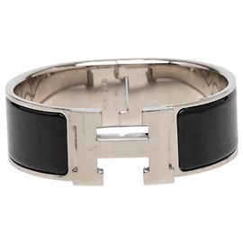 Bracelet Clic Clac H Hermès en émail noir large PM Noir
