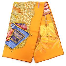 Lenço de seda Hermès Orange Ombres et Lumieres 90 Laranja
