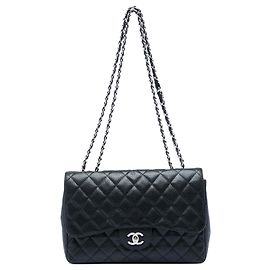Chanel Black Jumbo Classic Caviar Single Flap Noir