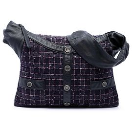 Chanel Bolsa Girl em tweed e pele de cordeiro roxo, tamanho Medium Roxo