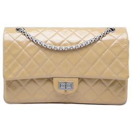 Chanel Beige Gestepptes Crinkled Patent Reissue 2.55 Double Flap 226 Beige
