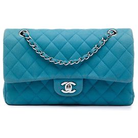 Chanel Blue Medium Classic Caviar Double Flap Blu