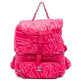 Chanel Pink Printed Nylon Coco Neige Convertible Backpack Pink