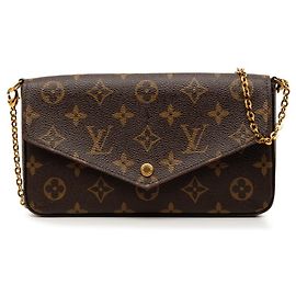 Bolsa de ombro Louis Vuitton Monogram Pochette Felicie Chain Marrom Fuschia