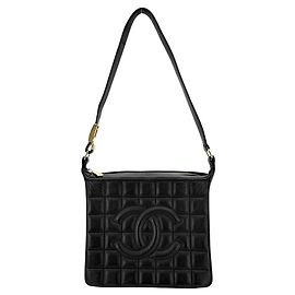 Bolsa de ombro Chanel em pele de cordeiro preta Preto