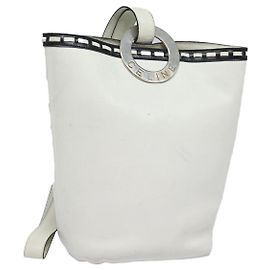 Céline Celine Vintage Circle Logo Cuir Small Blanc