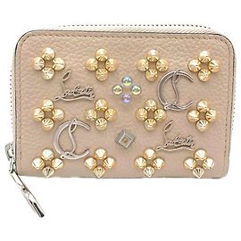 Carteira de moedas Panettone em couro de vitelo Christian Louboutin Bege