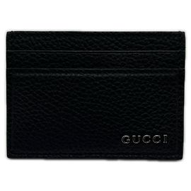 Tarjetero de cuero negro Gucci Negro