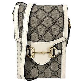 Mini bolsa Horsebit 1955 feminina Gucci Branco Bege