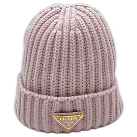 Prada Pink Wool Cashmere Beanie Pink