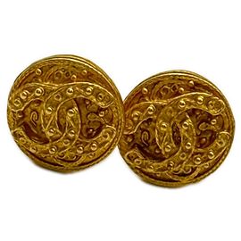 Orecchini a clip rotondi Chanel Coco Mark Oro D'oro