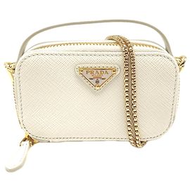 PRADA Pochette mini Saffiano Triangle Blanc