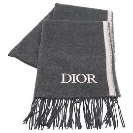 Cachecol/Stole de seda de dupla face Christian Dior Marrom Rosa
