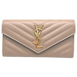 Cartera larga Cassandra Matelassé Yves Saint Laurent Beige