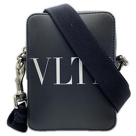 Bolsa tiracolo de couro de vitelo Valentino Preto