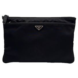 Pochette en nylon x Saffiano Prada Noir