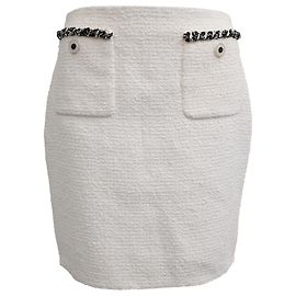 Mini saia lápis de tweed Chanel em algodão branco Outro Impressão em python