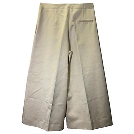 Calças Joseph de cintura alta e pernas largas em algodão branco Branco Cru