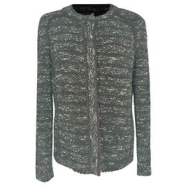 Isabel Marant Étoile Tweed-Besatz Zip-Jacke aus schwarzer Wolle Schwarz