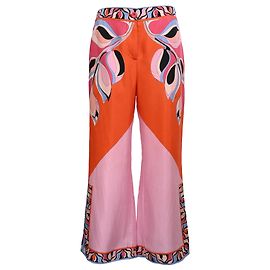 Pantaloni Emilio Pucci con stampa Heliconia in seta multicolore Multicolore