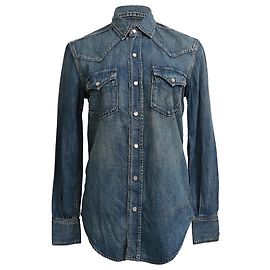 Camicia in denim con bottoni Saint Laurent in cotone blu Blu