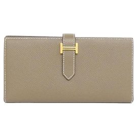Hermès Hermes Bearn Souffle Epsom long wallet Brown Taupe