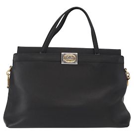 Sac cabas Gucci Linea Matisse Interlocking G Top Handle en cuir Medium Noir