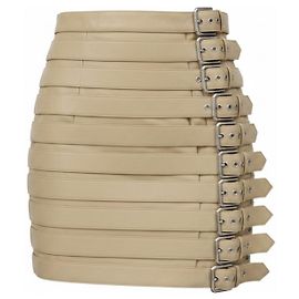 Dolce & Gabbana SS2003 Leder-Minirock Beige