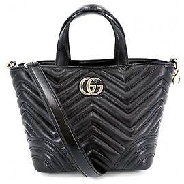 Borsa a tracolla trapuntata GG Marmont da donna Gucci Nero
