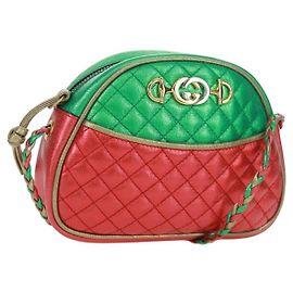 Mini borsa in pelle laminata trapuntata Gucci Rosso