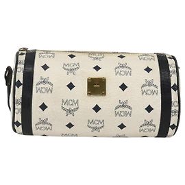 MCM Visetos Leather Handbag White White