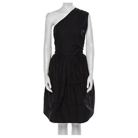 Alaïa schwarzes One-Shoulder-Kleid mit Volants Schwarz