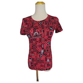 Camiseta Hermès estampado geométrico Roja Azul oscuro
