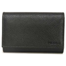 Porte-clés en cuir Saffiano Prada Noir
