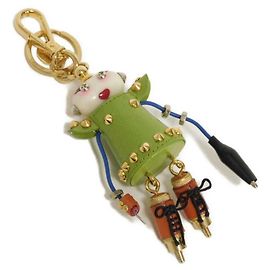 Chaveiro Prada Saffiano Nancy Robot Dourado Verde Verde claro