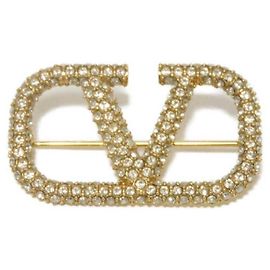 Valentino V Logo Brosche vergoldet Golden Andere