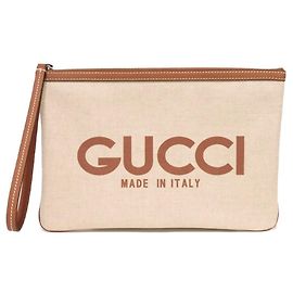 Gucci Beige Linen Clutch Bag Beige