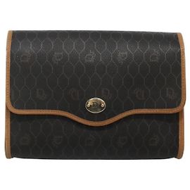 Christian Dior Vintage Honeycomb Flap Coated Canvas Nero