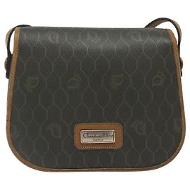 Christian Dior Vintage Honeycomb Flap Coated Canvas Cachi