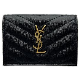 Yves Saint Laurent Visitenkartenetui aus schwarzem Leder Schwarz