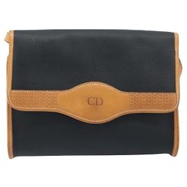 Borsa a tracolla Christian Dior CD in tela e pelle Nero
